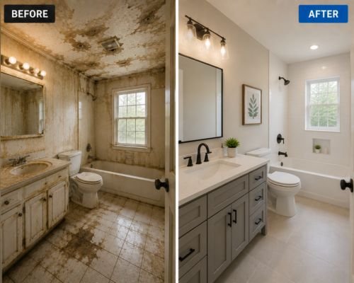 Bathroom - Water Damage Restoration Service